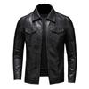 Men's Motorcycle Leather Jacket Large Size Pocket Black Zipper Lapel Slim Fit Male Spring and Autumn High Quality PU Coat