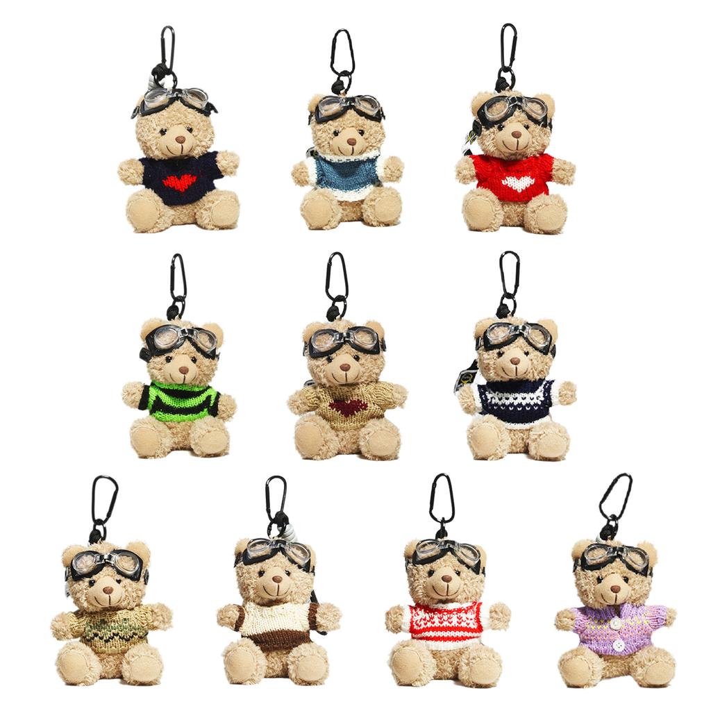 Lovely Pilot Bear Keychain Cute Pendant for Bag and Key Plush Keyring Phone Charm Personalized Animal Decoration