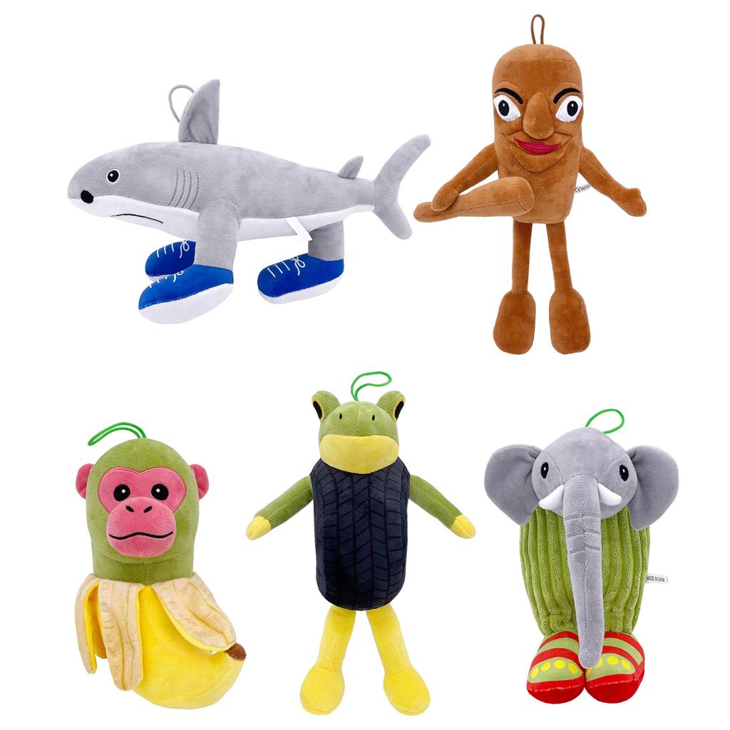Kawaii Tung Tung Tung Sahur Plush Funny Tralalelo Tralala Sharks Wear Blue Shoes Stuffed Doll Pillow Toy For Kid Birthday Gifts