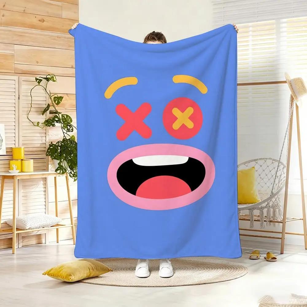 Art F-Flat Color Emotion Faces Throw Lightweight Flannel Blanket Soft Skin-friendly for Summer Cooling