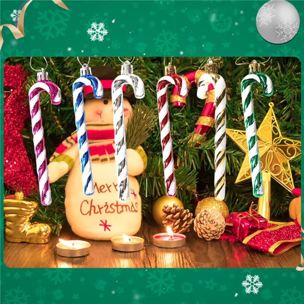 6pcs/box Hanging Candy Canes Decoration Cute Candy Hook Ornaments Christmas Tree Decoration Holiday