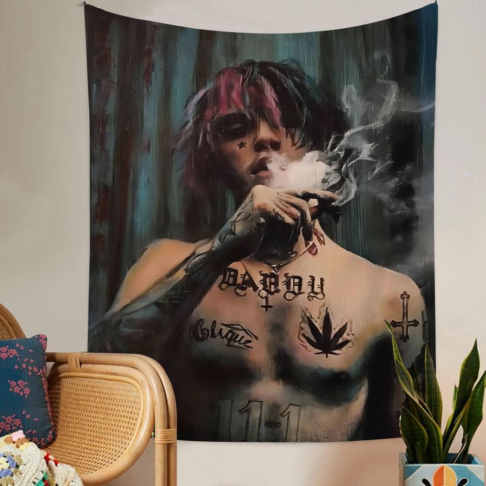 Певец Lil Peep Гобелен Искусство Печать Искусство Научная Фантастика Комната Домашний Декор Домашний Декор