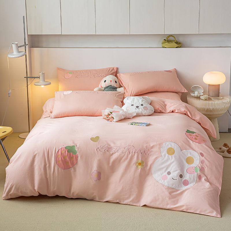 Cotton Embroidery Patch Embroidery Four-piece Cotton Quilt Cover Sheet Double Quilt Cover Sheet Bedding Set
