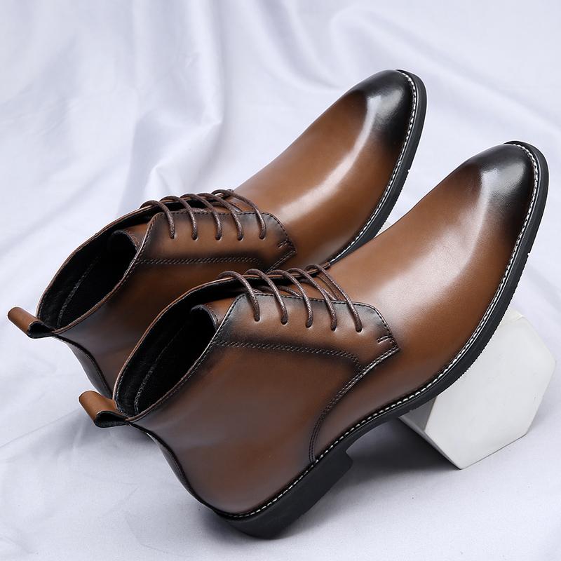 Модные мужские туфли в винтажном стиле, удобные мужские кожаные повседневные ботинки, деловые туфли, высокие мужские ботильоны на шнуровке, базовые ботинки