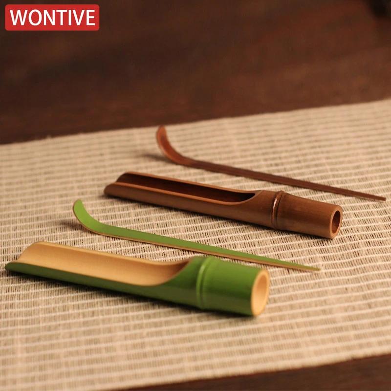 1 Suit Natural Bamboo Tea Scoops Matcha Coffee Sugar Salt Spoon Scoop Chinese Tea Sets Kitchen Tool Tea Ceremony Accessories
