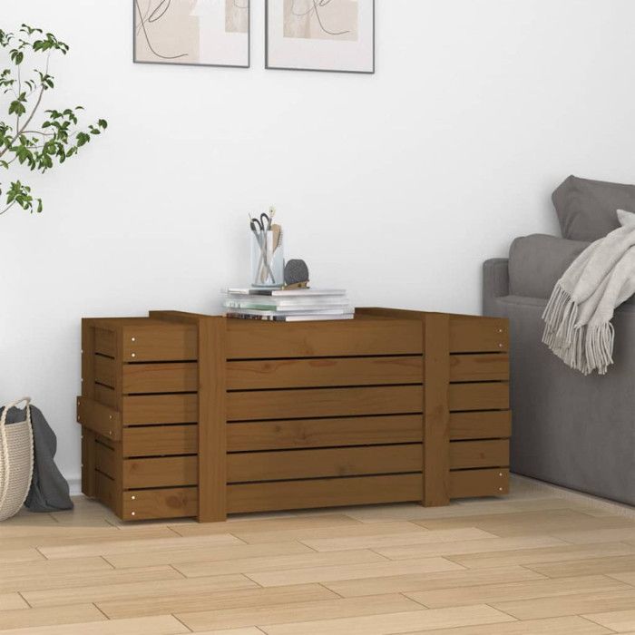 VidaXL Storage Box Honey Brown 91x40.5x42 Cm Solid Pine Wood 825001