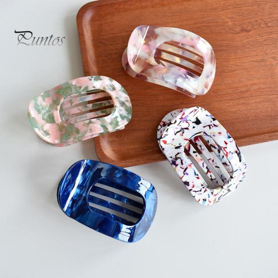 Women Hair Claw Flat Round Shape Strong Grip Bendable Teeth Curved Design Hair Clip Back Head Large Clip Hair Accessory