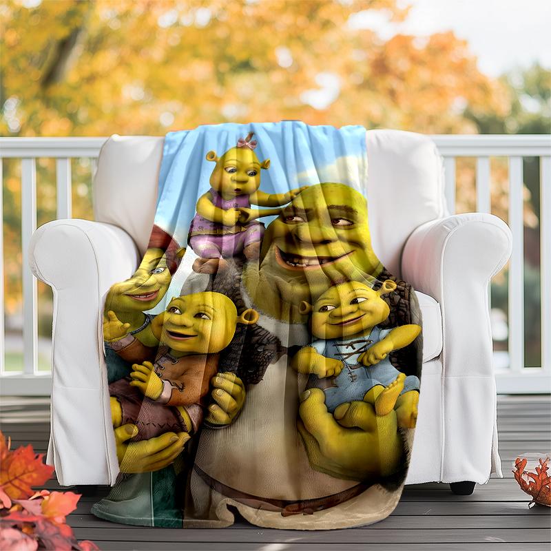 Shrek Theme Printed Blanket - Perfect for Couch, Bed, Travel & Outdoor Use | Machine Washable, Cozy & Durable.