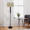 Modern LED Corner Floor Lamp with Ambient Lighting for Living Room, Black Floor Stand with Unique Fabric Lampshade, 59.84 Inch Tall, Includes Cable,