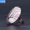 Vintage Copper Handmade Wire Wrap Round Natural Crystal Tree Life Adjustable Ring