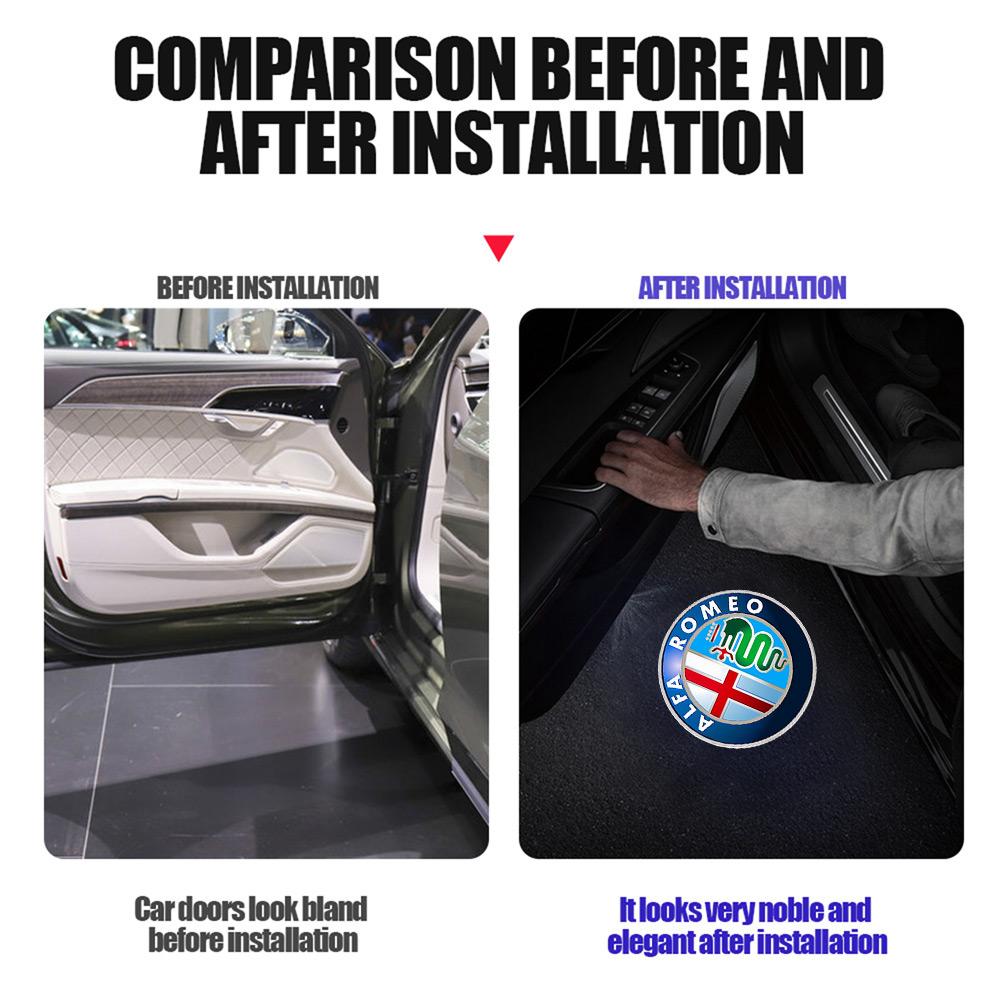 4pcs LED Car Door Magnetic attraction Welcome Lights Laser Projector Logo For Alfa Romeo Giulietta GT 159 156 Ghost Shadow Light