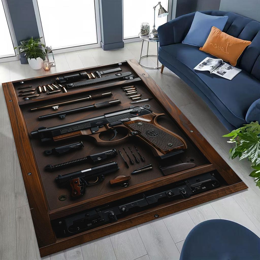 Дерево Металл Оружейный Кейс Коробка Военное Снаряжение Мото Коврик для Спальни Гостиной Дивана Дома Декор Коврик для Двери, Детский Игровой Нескользящий Напольный Коврик