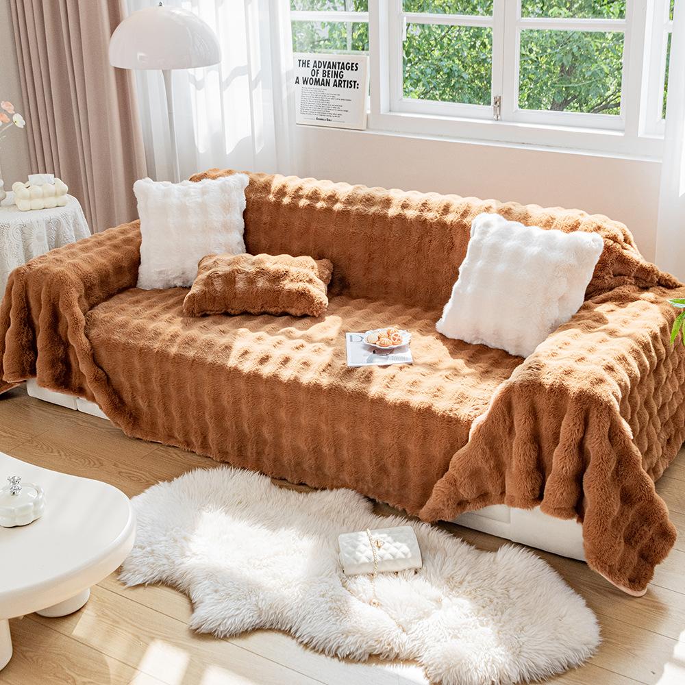 Бархатная ткань для дивана с кроликом, зимний плюшевый противоскользящий чехол для дивана, новое одеяло для подушки с кошачьими царапинами.