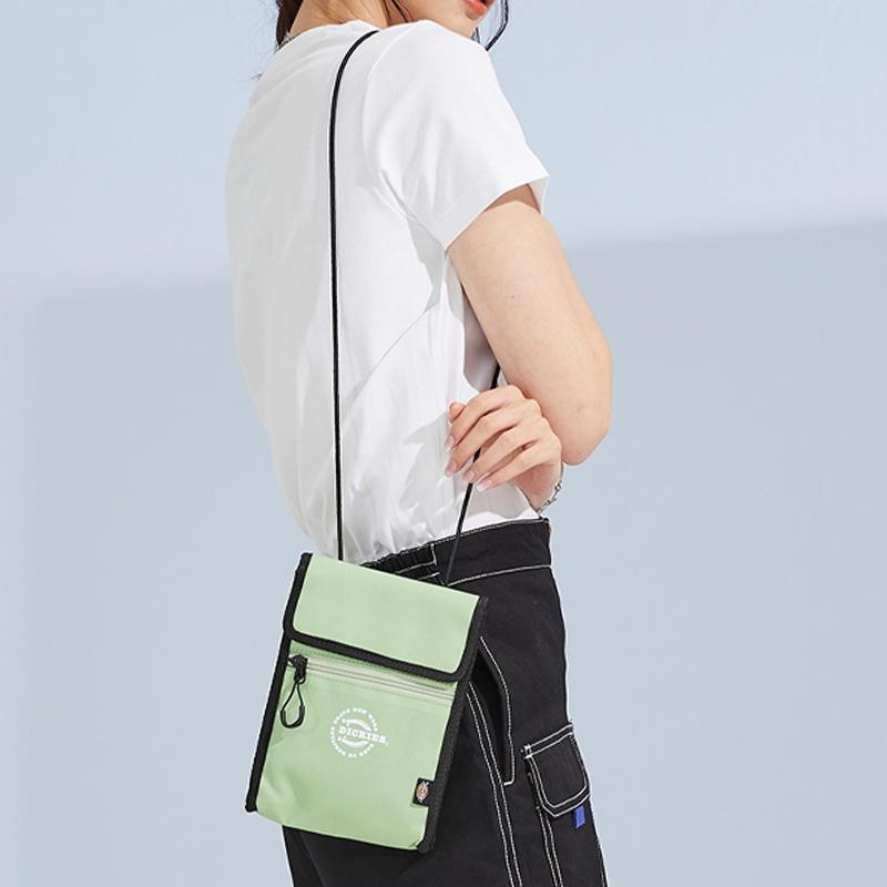 Dickies Fashion Casual Versatile Flap Design Drawstring Shoulder Strap Crossbody Bag Unisex bags Light-Gray-Green DK010409C34