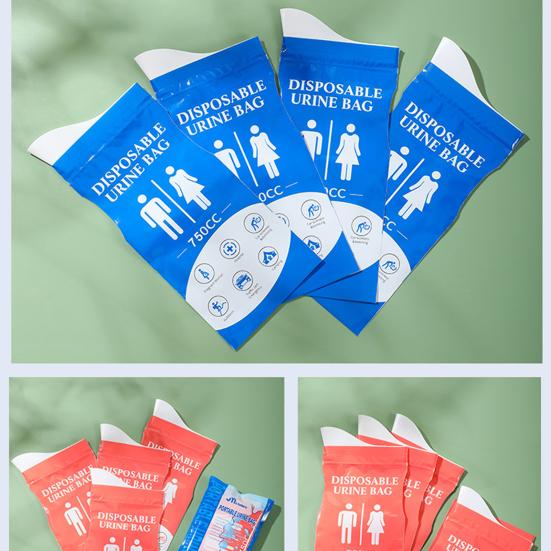 4Pcs 750CC Disposable Urine Bag Leakproof Portable Travel Self-Driving Car Tour Traffic Jam Camping Men Women Pee Vomit Emergency Pouch
