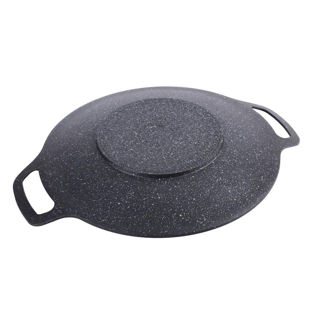 Корейская сковорода-гриль с антипригарным покрытием, 6 слоев, круглая решетка для барбекю для готовки в помещении и на открытом воздухе, черная