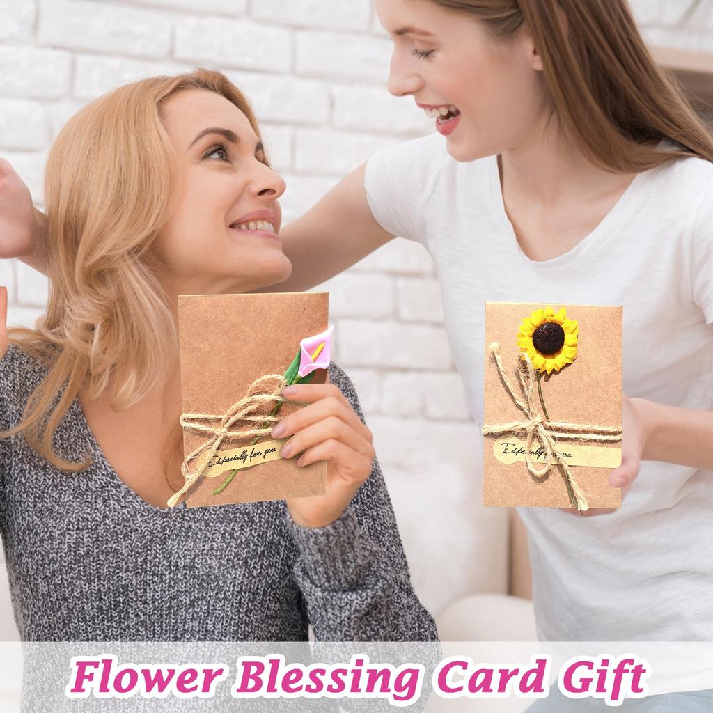 Creative DIY Cowhide Handmade Dried Flower Greeting Card Valentine's Day Teacher's Day Blessing Flower Card