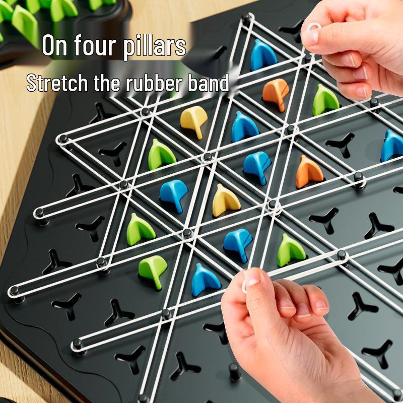 Children's Chain Tic-Tac-Toe Interactive Rubber Band Game: Two-Player Strategy and Thinking Toy