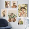 Бохо-феминистка с цветком, любовь к себе, настенная живопись на холсте, скандинавское абстрактное лицо девушки, плакат, принты для декора гостиной
