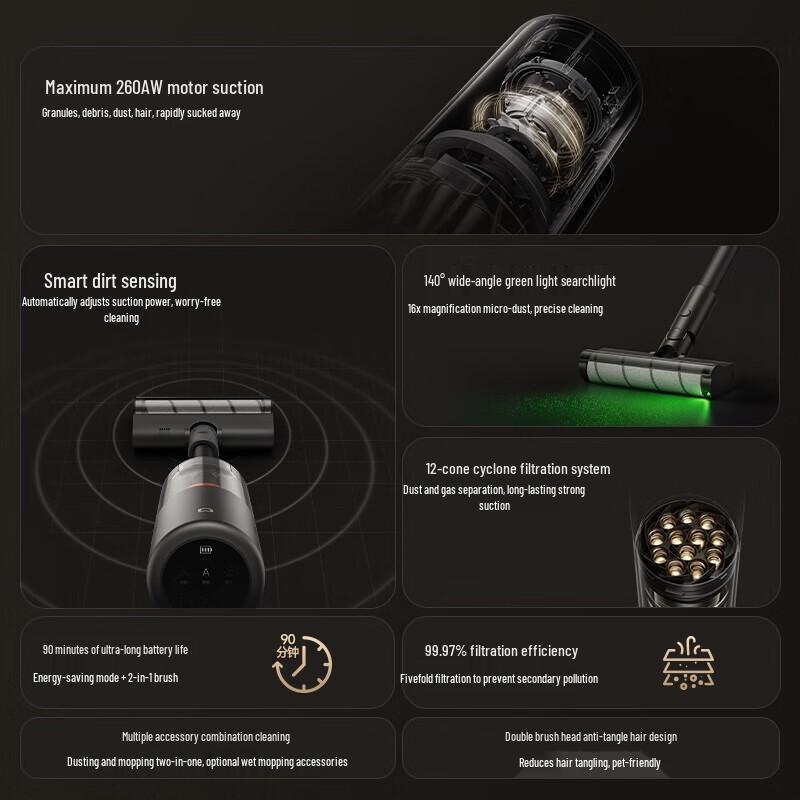 Беспроводной пылесос Xiaomi MI 3 Edition со станцией зарядки, китайская вилка (адаптер в комплекте)