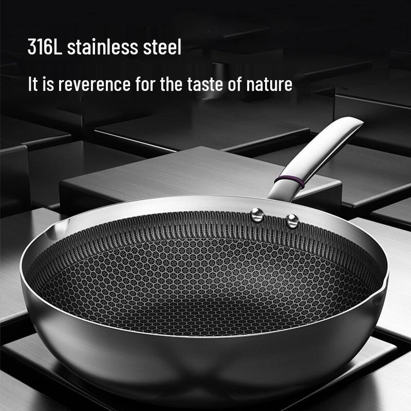 KABACH 316L Stainless Steel Non-stick Frying Wok