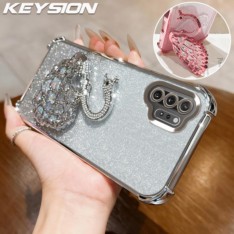 KEYSION Ударопрочный чехол из ТПУ с покрытием и блестками, украшенный лебедем, с подставкой для Samsung Note 10 Plus / Galaxy Note 10