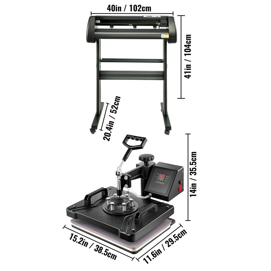 5 in 1 Heat Press Transfer Machine 12x15inch with 34” Vinyl Cutter Plotter Machine Kit Art Craft Printer Sublimation(34”/870mm) Limation (34”/870mm)