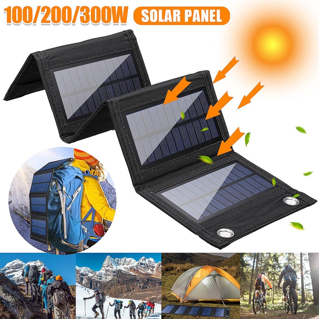 5V 100W/200W/300W USB Складная солнечная панель Портативная гибкая маленькая водонепроницаемая складная солнечная панель для мобильного телефона Зарядное устройство черного цвета