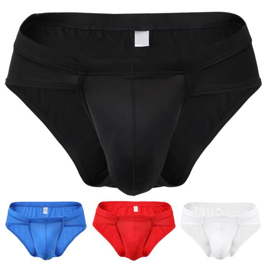Men Briefs U Convex No Constraint Low Waist 3D Soft Breathable Anti-septic Solif Color Soft Elastic Waist Men Underpants Underwear