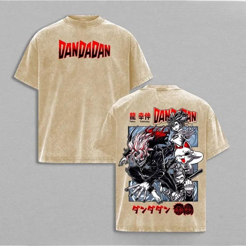 Momo Ayase Okarun Dandadan Anime Clothing Men Women Oversized T-shirts Short Sleeve Washed T Shirt Cotton Tshirt Harajuku Tops