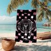 proof beach towel with Inter Miami CF pattern - soft,absorbent,quick-drying,machine washable - perfect for swimming,camping,bathing