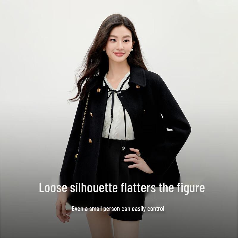 Qiushui Yiren Women's 100% Merino Wool Lapel Winter Coat