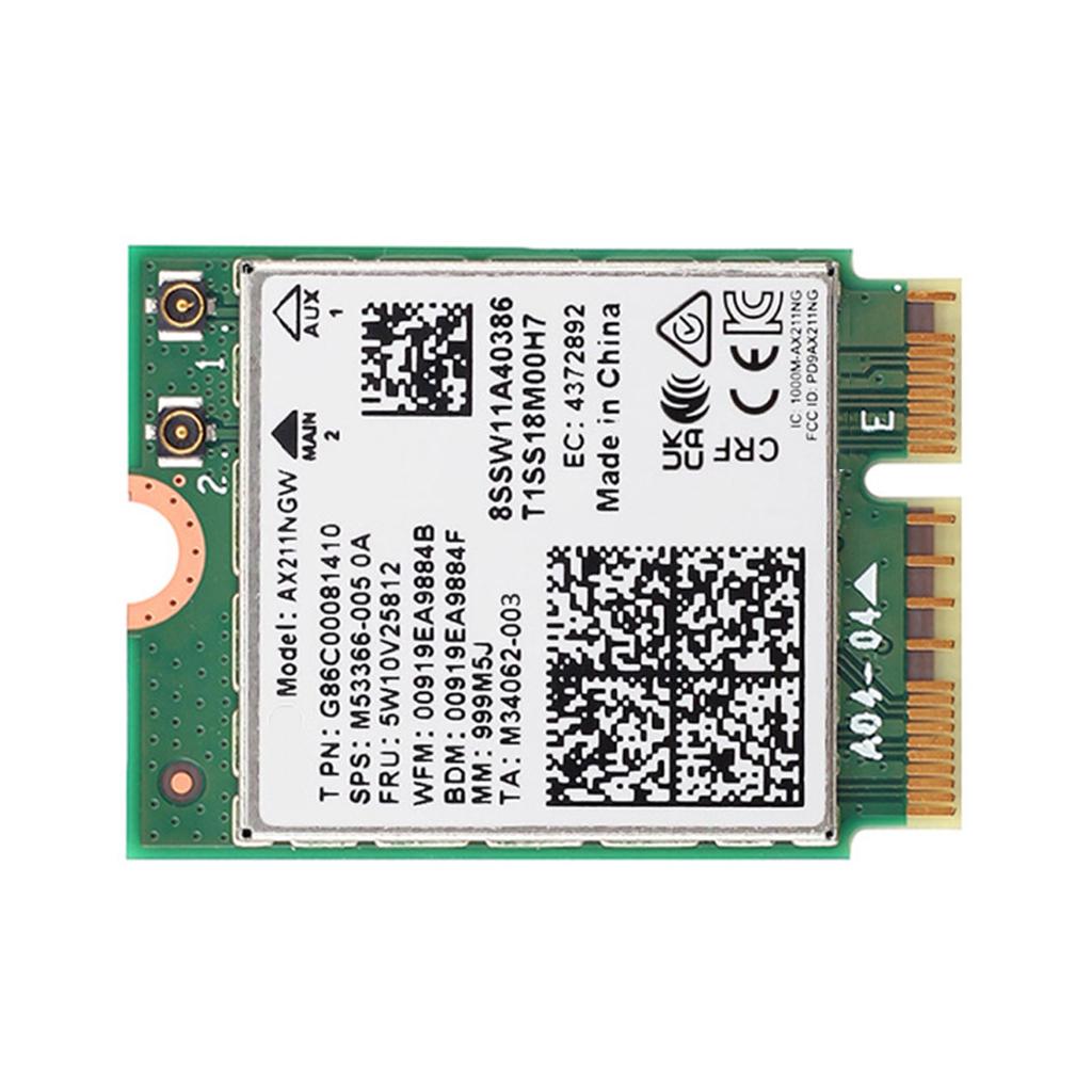 AX211NGW WiFi 6E Network Card BT5.3 Wireless Adapter Wi-Fi 6E 2 Antennas Tri-Band 2.4G/5G/6G 5374Mbps 802.11AX CNVio2