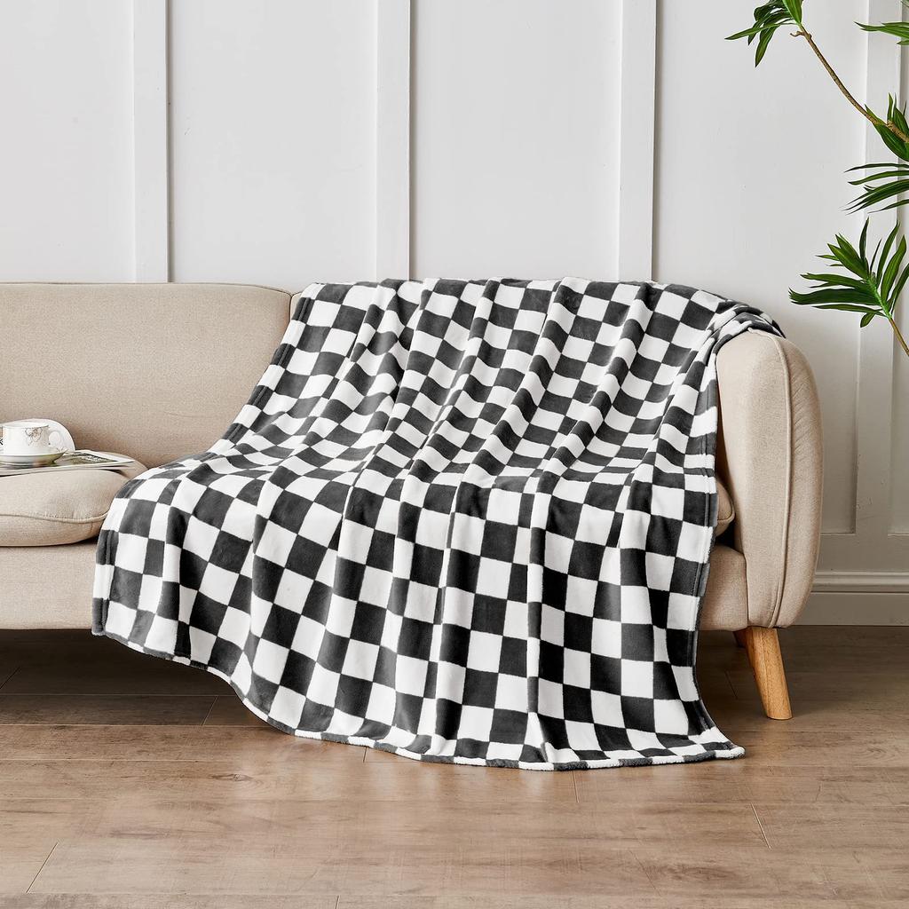 Black And White Checked Blanket Flannel Soft Comfortable Home Blanket Baby Blanket Birthday Holiday Gift