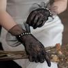 Свадебные перчатки с бантом Тонкие сетчатые кружевные перчатки Подарок Короткие черные митенки Маскарад
