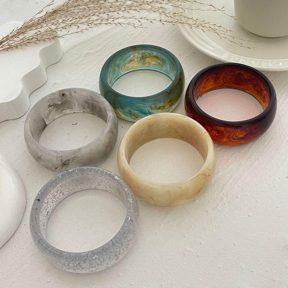 Smudge Acrylic Transparent Bangles Exaggerate Retro Hand Ring Chunky Bracelets Women  Girls