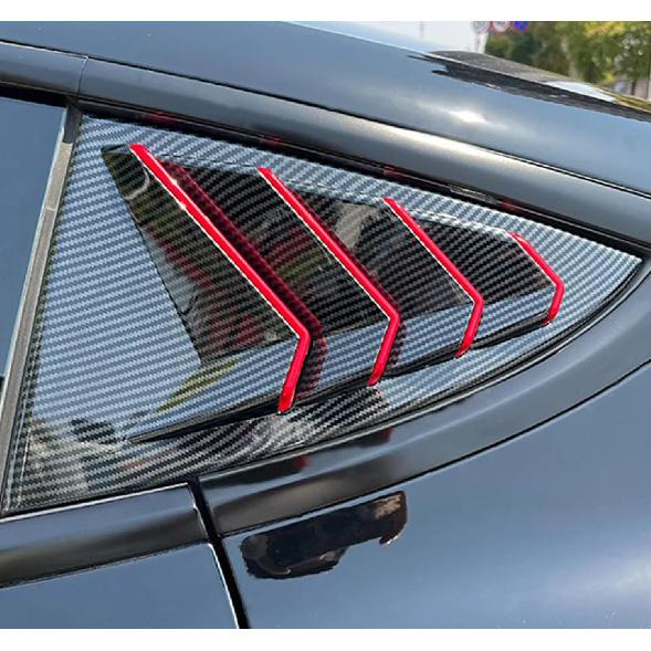 For Tesla Model 3 2017-2023 Car Rear Louver Window Side Shutter Cover Trim Sticker Vent Scoop ABS Carbon Fiber Red Accessories