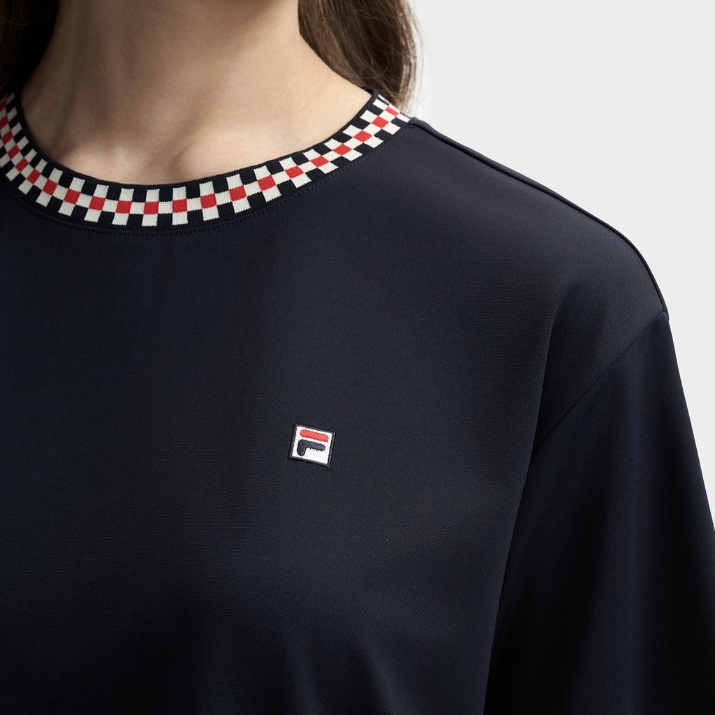 Fila Modern Heritage Dna French Chic Simple Checkered Fashion T-Shirt Women Tops Legendary-Blue F11W431106FNV