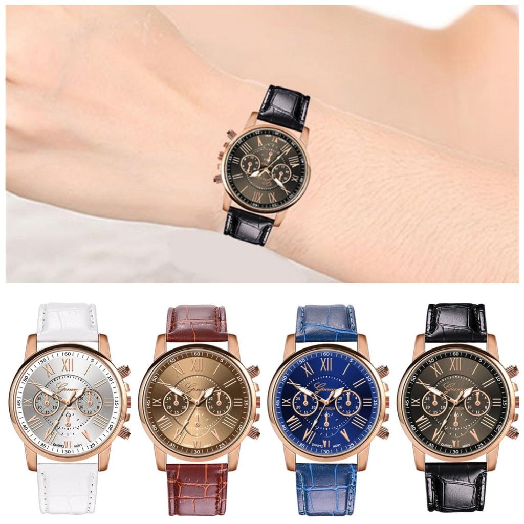 Женевские часы с красочным циферблатом и кожаным ремешком, повседневный стиль, кварцевые наручные часы для мужчин и женщин 28003 ремешок из бамбука)