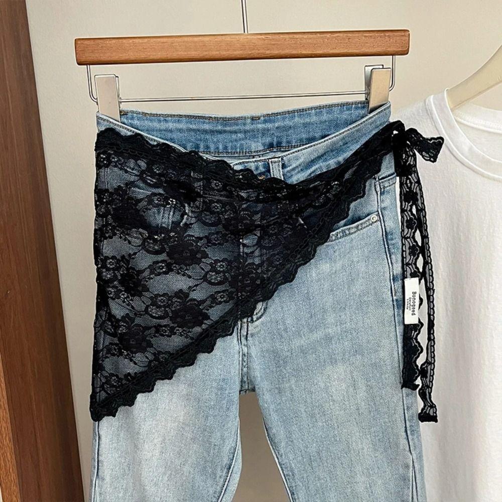 Trendy Lace Half Skirt Y2K Korean Spring Headscarf Lace Trim Apron Skirt Accessories