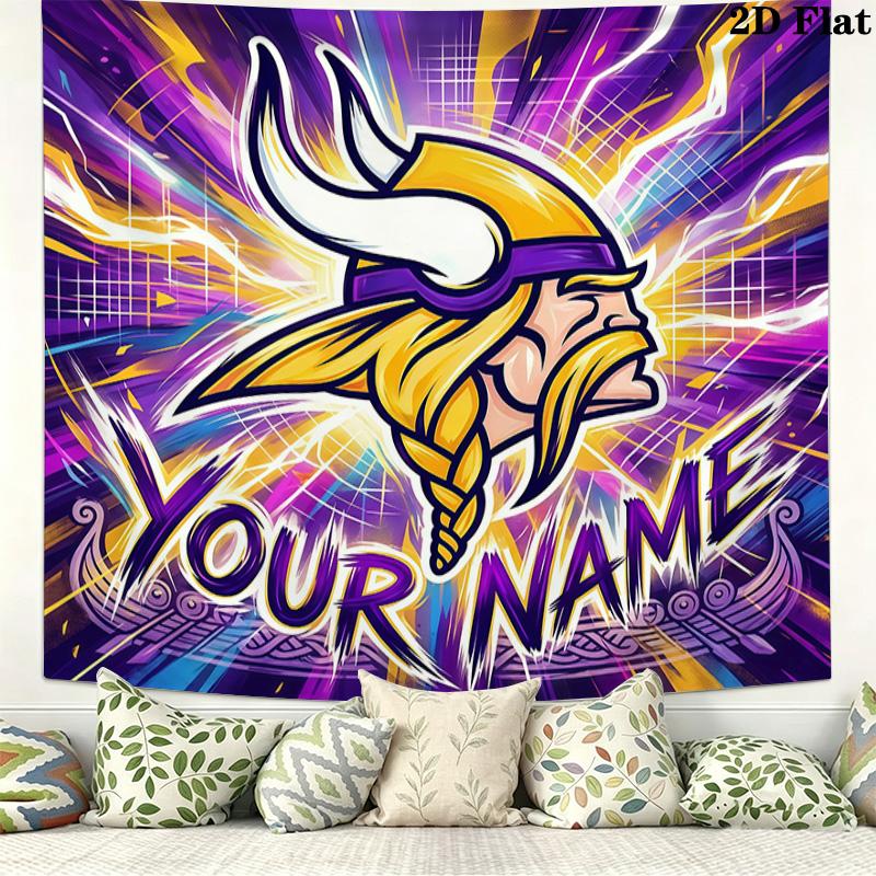 Custom Name Minnesota VikingsPrinted Tapestry – Wall Hanging for Bedrooms, Dorms, and Home Decor