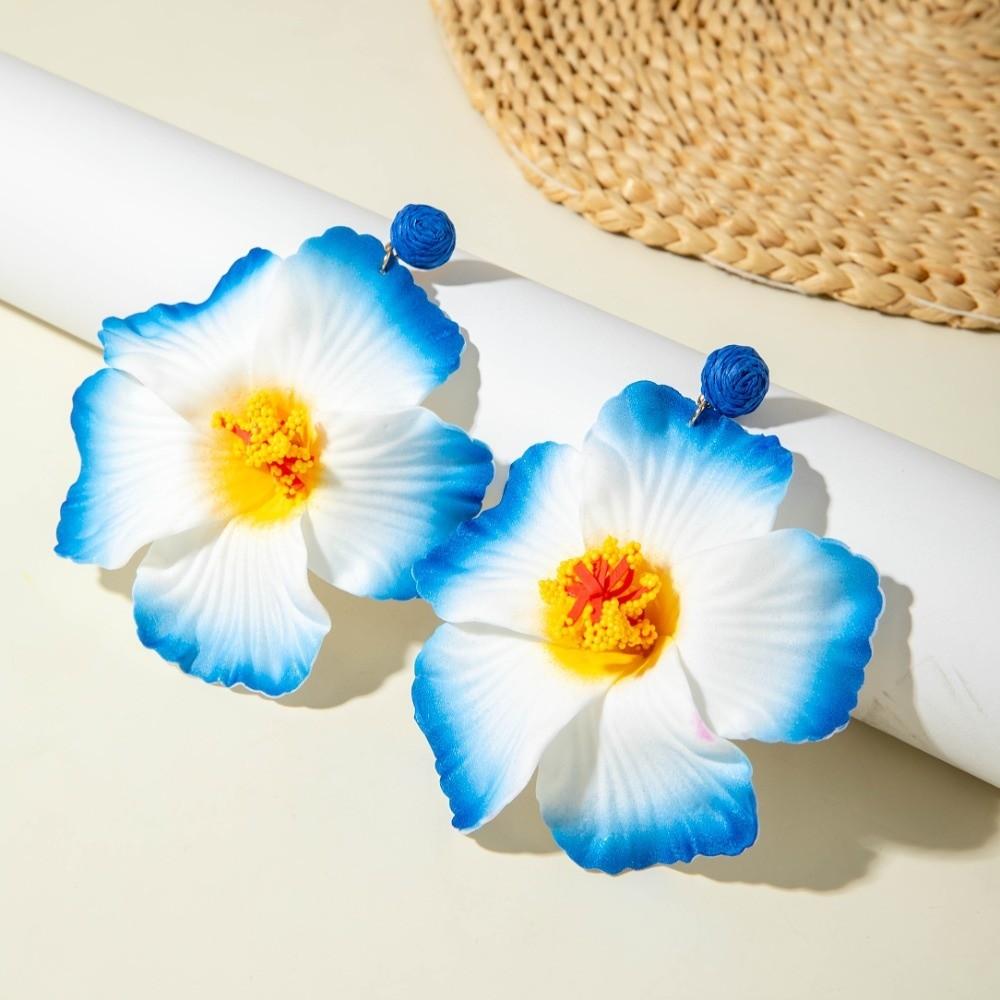 Colorful Fabric Flower Earrings Cloth Beach Drop Earrings Fresh Floral Pendant Earrings Girls