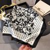 Romantic rose print silk scarf square scarf high-end sense versatile shawl sunscreen neck small square scarf headscarf women's scarf