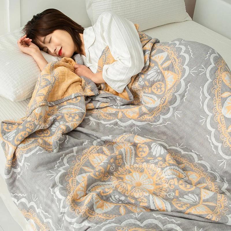 Новое двойное хлопковое одеяло для кроватей, марлевая простыня для дивана, одно крутое одеяло, мягкое дышащее удобное покрывало на кровать