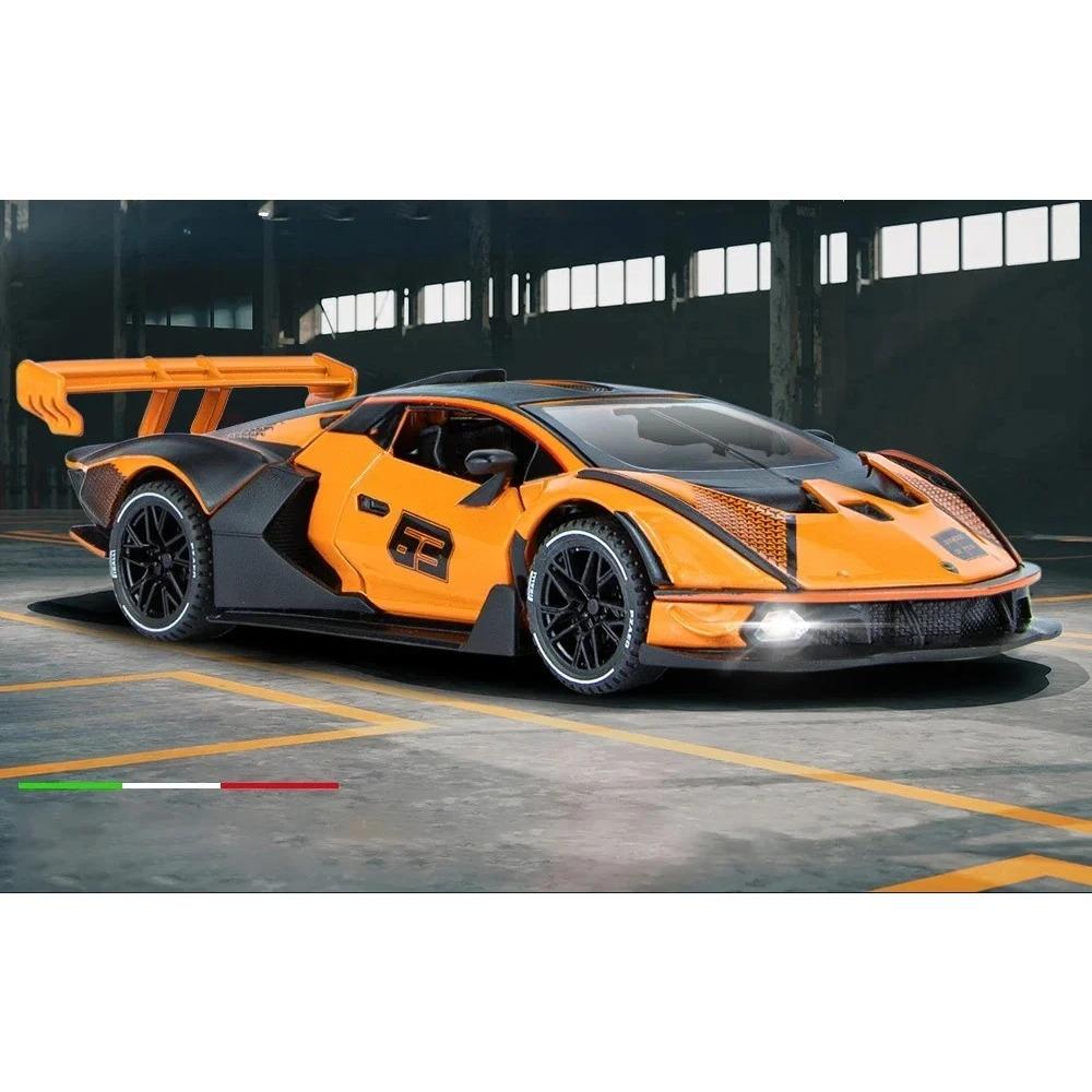 1/32 Lambos Essenza SCV12 Металлическая модель спортивного автомобиля Звук литья под давлением Супергоночный Поднимающийся хвост Горячее колесо автомобиля Для детских подарков