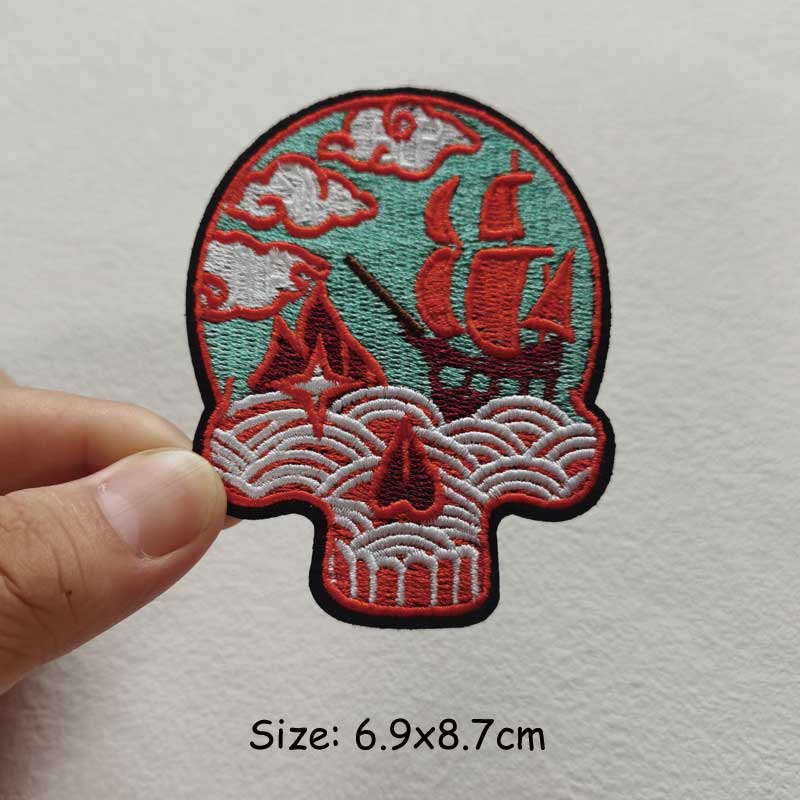 Панк-черепа, железная нашивка, наклейки с вышивкой, термопресс, аппликация, Parches, Ropa, наклейки для одежды, полосатый термоклейкий значок «сделай сам»