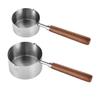 2Pcs Measuring Spoon Wooden Handle Pet Food Scoop 125ml/250ml Stainless Steel Measuring Cups Tablespoon Coffee Cooking Measuring Scoop