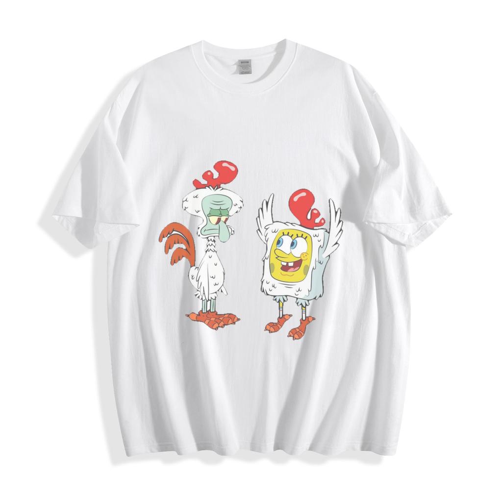 Spongebob Squidward Chicken Costume Tshirt Hilarious Duo Glow Unisex Tee