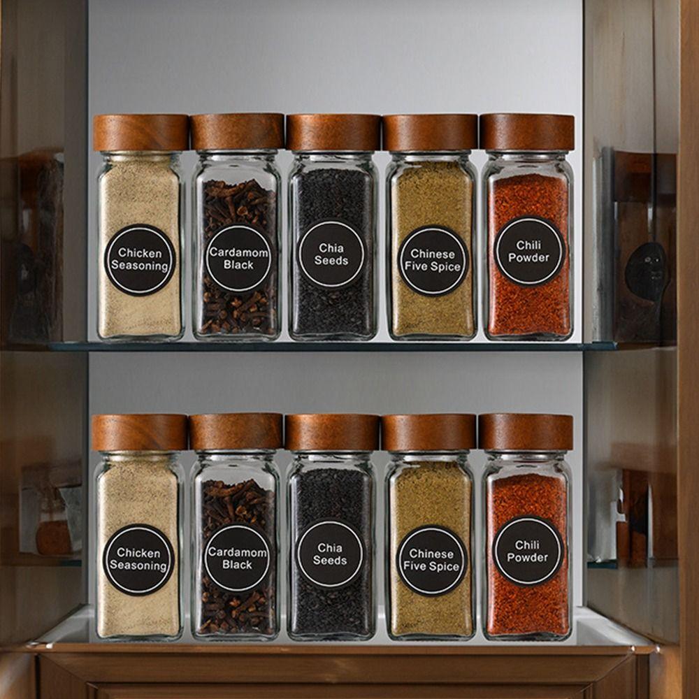Прозрачная емкость для хранения Стеклянная бутылка для хранения с крышками из акации Квадратная банка для специй
