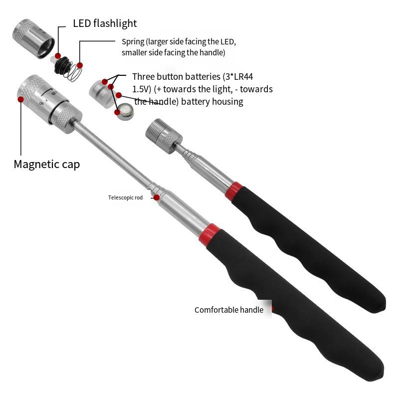 1шт телескопический подборщик со светодиодной подсветкой магнитный присоска железный присоска 0 металлических деталей магнитный присоска инструмент телескопический подборщик